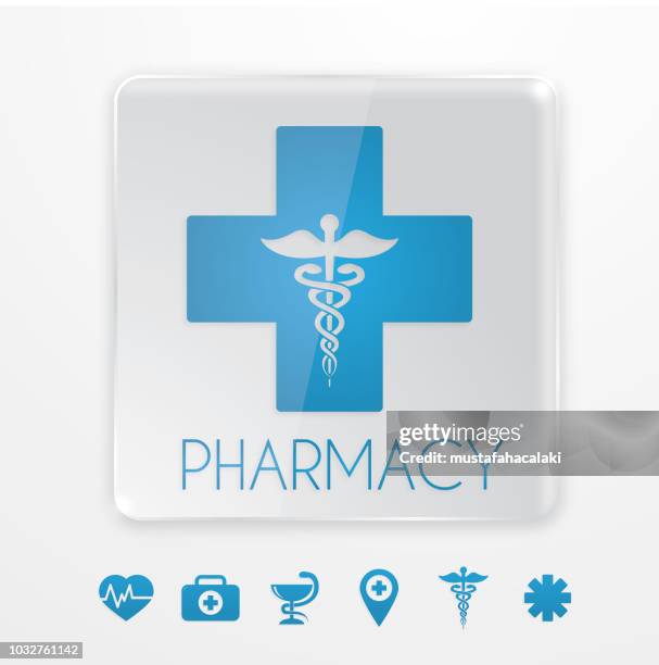 blue pharmacy symbol - pharmacy cross icon stock illustrations