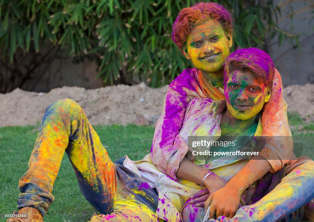 Gay Couple Celebrating Holi in Jaipur, India