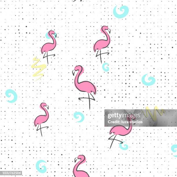 1990s style flamingo background pattern - flamingo pattern stock illustrations