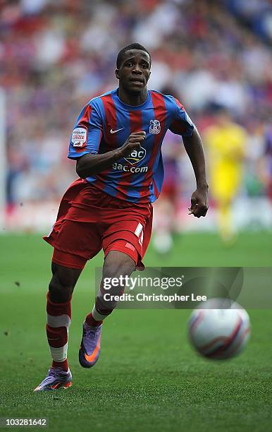 Wilfried Zaha of Crystal Palace in action during the npower Championship match between Crystal Palace and Leicester City at Selhurst Park on August...