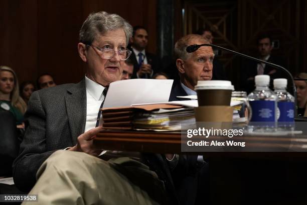 Sen. John Kennedy participates in a markup hearing before the Senate Judiciary Committee September 13, 2018 on Capitol Hill in Washington, DC. A...