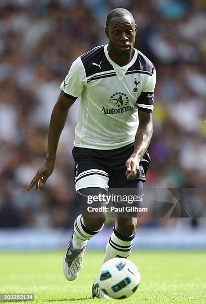 Ledley King of Tottenham Hotspur in action during the pre-season friendly match between Tottenham Hotspur and Fiorentina at White Hart Lane on August...