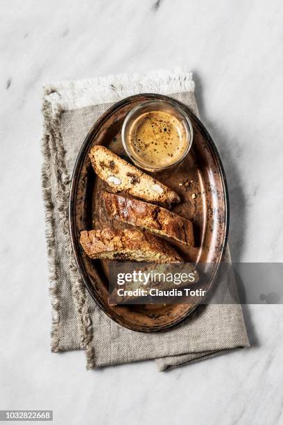 biscotti with espresso - biscotti stock pictures, royalty-free photos & images