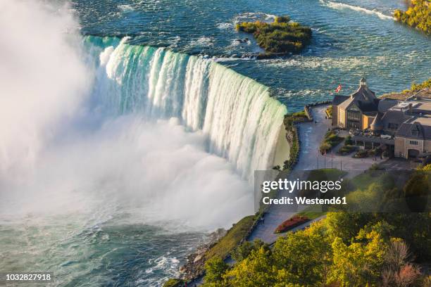 canada, ontario, niagara falls, aerial view - niagara falls aerial stock pictures, royalty-free photos & images