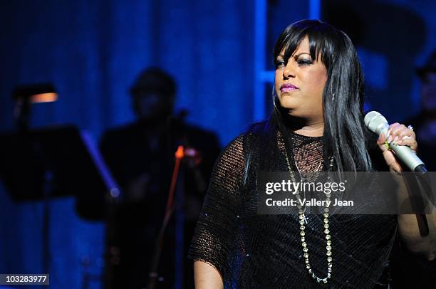 Salsa singer La India performs at James L. Knight Center on August 6, 2010 in Miami, Florida.