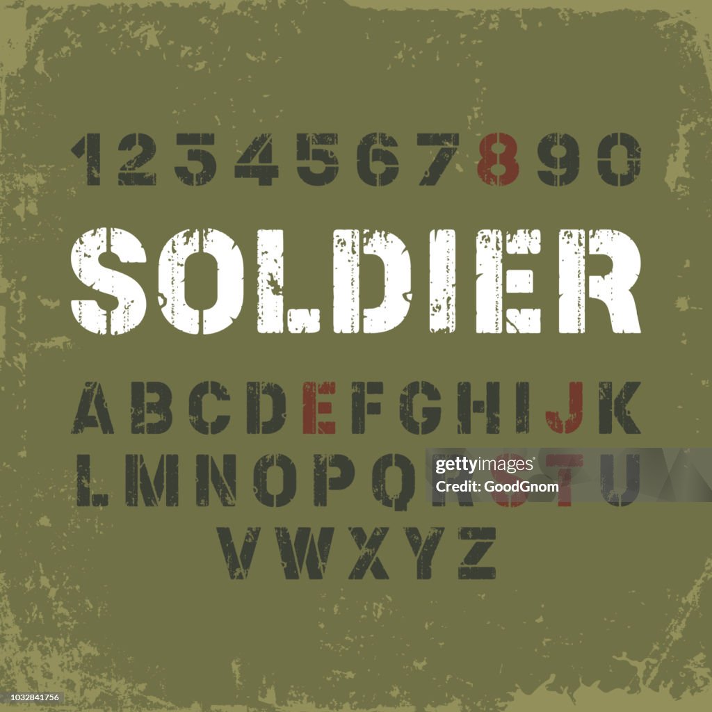 Polices de pochoir en style militaire