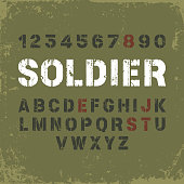 Stencil font in military style