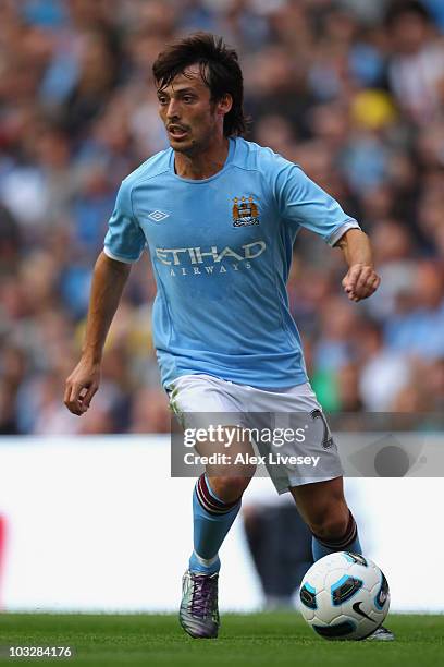 David Silva of Manchester City during the pre-season friendly match between Manchester City and Valencia at the City of Manchester Stadium on August...