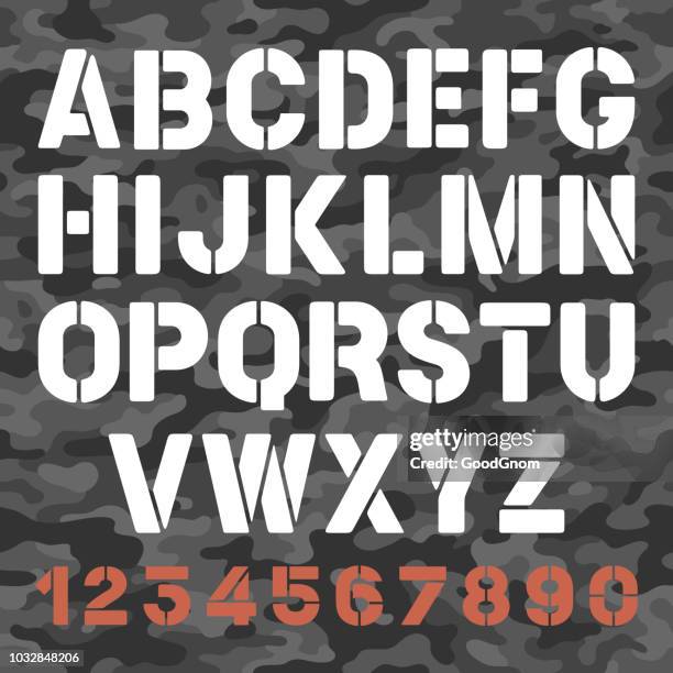 military stencil font - stencil font stock illustrations