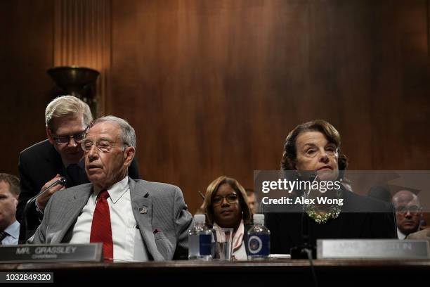 Committee Chairman U.S. Sen. Chuck Grassley and ranking member Sen. Dianne Feinstein participate in a markup hearing before the Senate Judiciary...