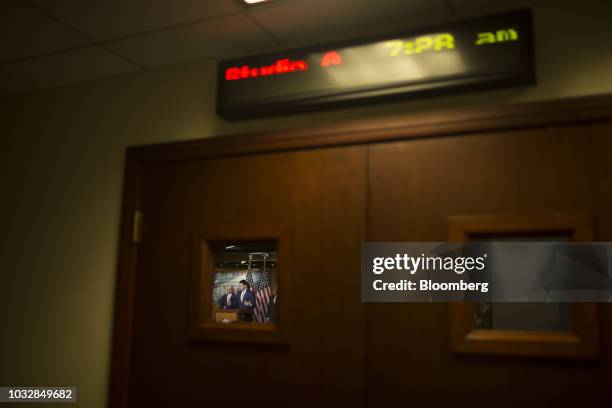 House Speaker Paul Ryan, a Republican from Wisconsin, center left, speaks during a news conference on Capitol Hill in Washington, D.C., U.S., on...