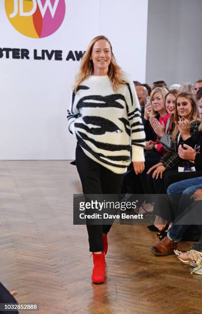 Model walks the runway at the JDW Midster Live AW18 Catwalk Show and party presented by JD Williams during London Fashion Week September 2018 at One...