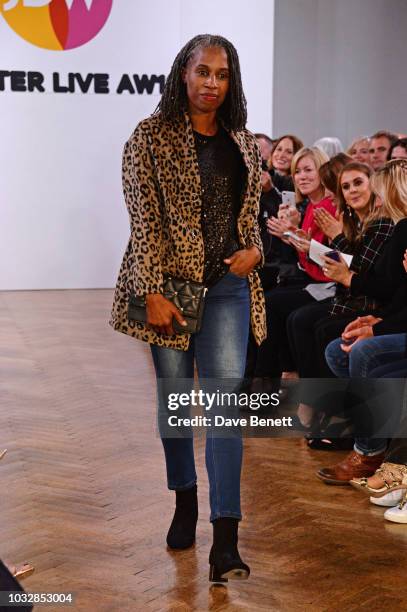 Jenny Stoute walks the runway at the JDW Midster Live AW18 Catwalk Show and party presented by JD Williams during London Fashion Week September 2018...