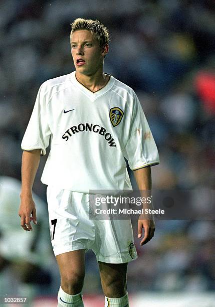 Alan Smith of Leeds United in action during the European Champions League Qualifying Round First Leg match against TSV 1860 Munich at Elland Road, in...