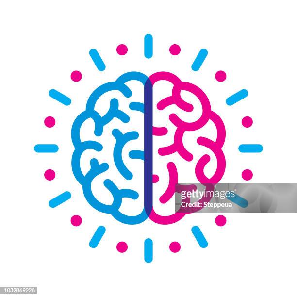 brain line icon - mental health icon stock illustrations