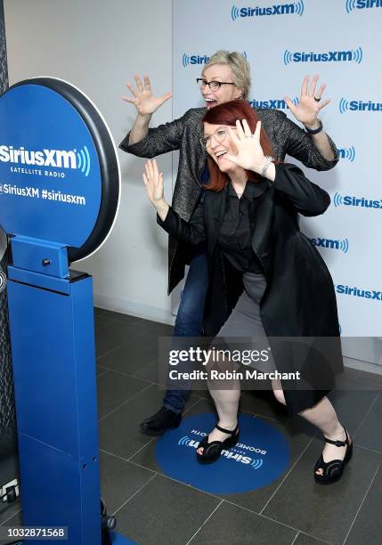 Jane Lynchand Kate Flannery visit at SiriusXM Studios on September 13, 2018 in New York City.