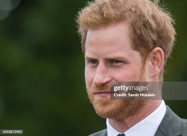 Prince Harry, Duke of Sussex visits the Royal Marines Commando Training Centre on September 13, 2018 in Lympstone, United Kingdom. The Duke arrived...