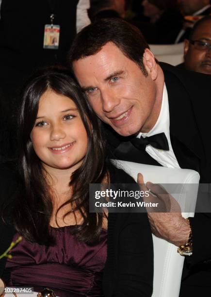 Actor John Travolta and daughter actress Ella Bleu Travolta attend The Church of Scientology Celebrity Centre 41st Anniversary Gala held at the...