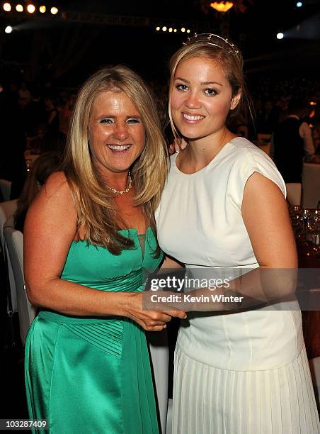Voice artist Nancy Cartwright and actress Erika Christensen attend The Church of Scientology Celebrity Centre 41st Anniversary Gala held at the...