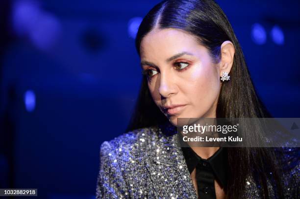 Ahu Yagtu attends the Mercedes-Benz Istanbul Fashion Week at Zorlu Center on September 13, 2018 in Istanbul, Turkey.