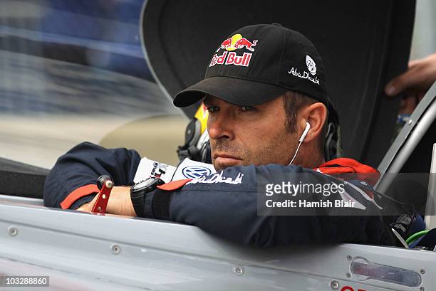 Hannes Arch of Austria looks on prior to Qualifying for Round 6 of the Red Bull Air Race World Championship at the Eurospeedway, Lausitz on August 8,...
