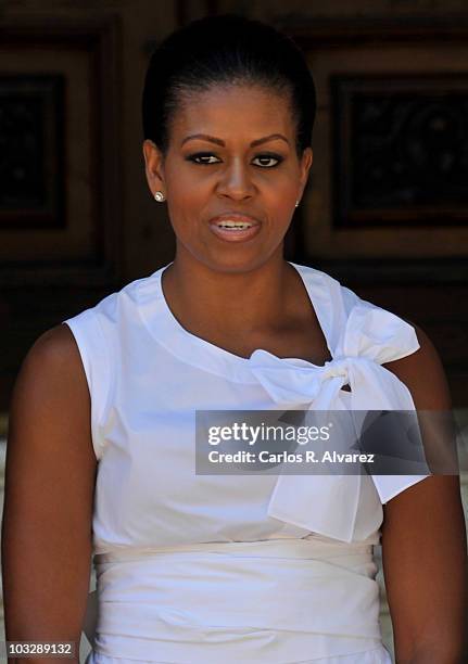 First lady Michelle Obama arrives at the Marivent Palace on August 8, 2010 in Palma de Mallorca, Spain.