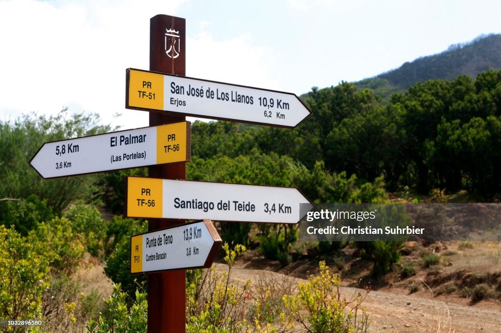 Site map of the hiking area Teno Mountains, Tenerife, Canary Islands, Spain