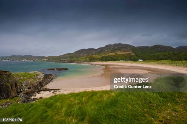 big sands, gairloch, scotland, united kingdom - large grass area stock pictures, royalty-free photos & images