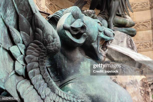 the fontaine saint-michel in paris, france - bronze statue stock pictures, royalty-free photos & images