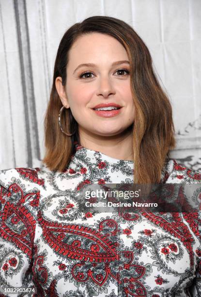 Actress Katie Lowes visits Build Series to discuss Broadway musical 'Waitress' at Build Studio on September 13, 2018 in New York City.