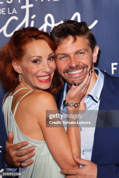 Julia Dorval and Aliocha Itovich attends a photocall during the20th Festival of TV Fiction on September 13, 2018 in La Rochelle, France.