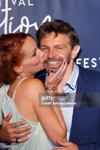 Julia Dorval and Aliocha Itovich attends a photocall during the20th Festival of TV Fiction on September 13, 2018 in La Rochelle, France.