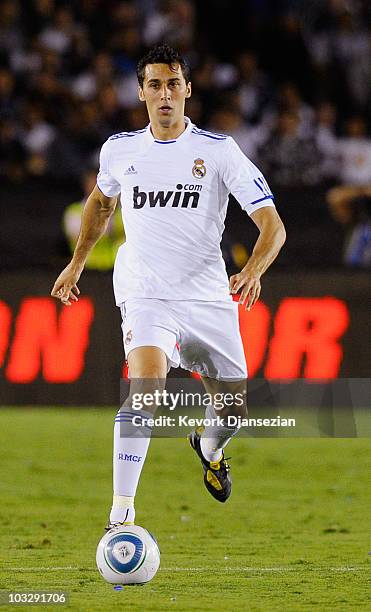 Alvaro Arbeloa of Real Madrid during the pre-season friendly soccer match against Los Angeles Galaxy on August 7, 2010 at the Rose Bowl in Pasadena,...