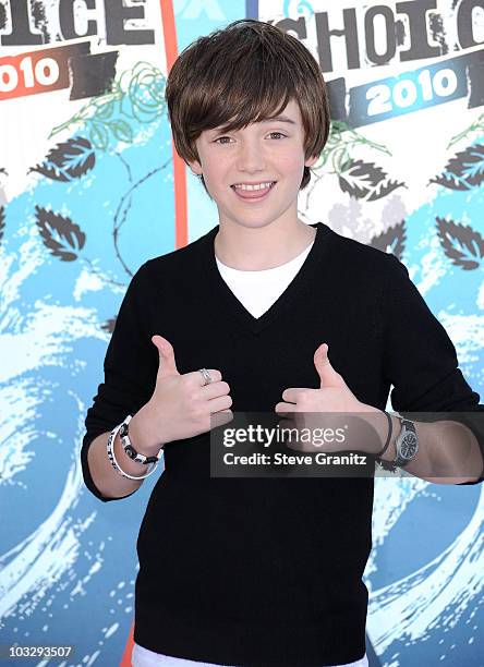 Singer/musician Greyson Chance arrives at the 2010 Teen Choice Awards at Gibson Amphitheatre on August 8, 2010 in Universal City, California.