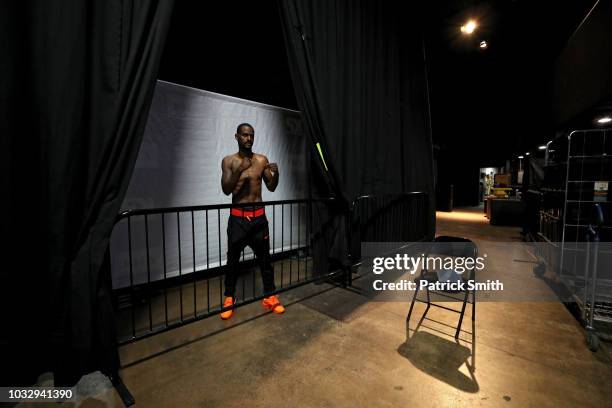 Boxer Terrel 'Tyger' Williams is photographed by a photographer prior to his weigh-in for his bout against David Grayton at 2300 Arena on September...