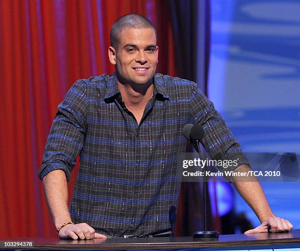 Actor Mark Salling speaks onstage during the 2010 Teen Choice Awards at Gibson Amphitheatre on August 8, 2010 in Universal City, California.