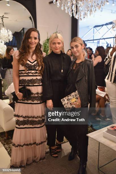Sophie Bickley, Kate Young and Charlotte Bickley attend the celebration of the BCBGMAXAZRIA SoHo store opening with Kate Young, Bernd Kroeber and...