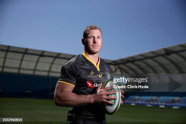 David Pocock poses during an Australian Wallabies Captain's Run at Cbus Super Stadium on September 14, 2018 in Gold Coast, Australia.