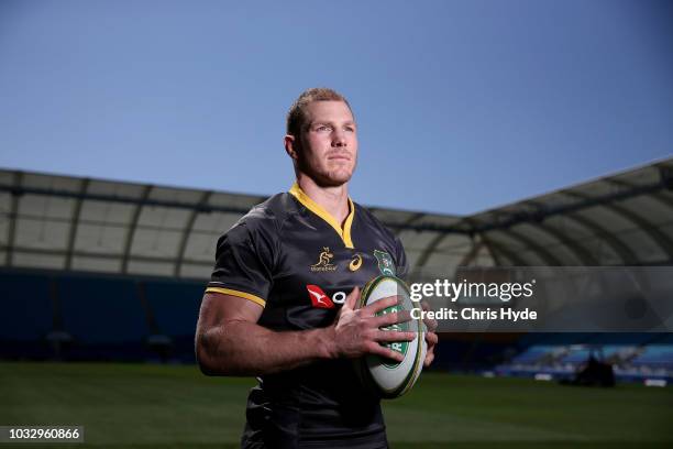 David Pocock poses during an Australian Wallabies Captain's Run at Cbus Super Stadium on September 14, 2018 in Gold Coast, Australia.