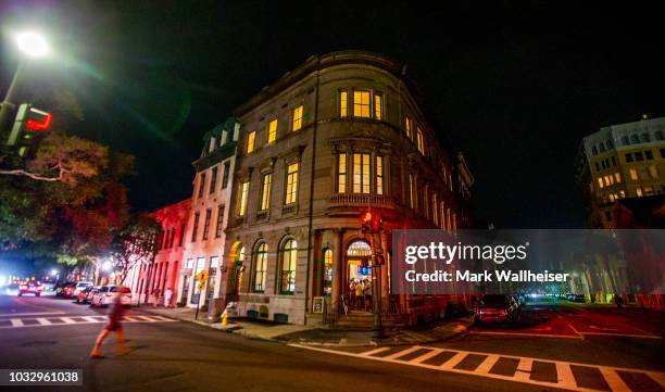 The 1 Broad Street bar hosts a hurricane party in a deserted downtown on September 13, 2018 in Charleston, South Carolina, United States. The owner,...