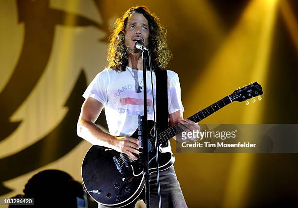 Chris Cornell of Soundgarden performs as part of Lollapalooza 2010 at Grant Park on August 8, 2010 in Chicago, Illinois.