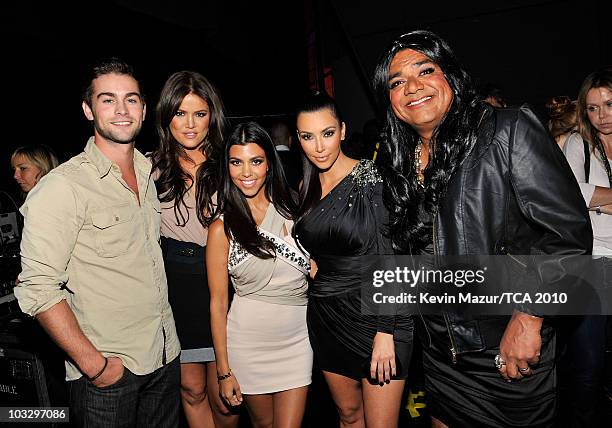 Actor Chase Crawford, TV personalities Khloe Kardashian, Kourtney Kardashian, Kim Kardashian and comedian George Lopez attend the 2010 Teen Choice...