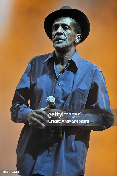 Jamaican Reggae singer Gregory Isaacs performs on stage during the final day of The Big Chill Festival 2010 at Eastnor Castle Deer Park on August 8,...