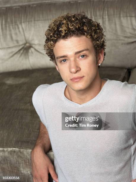 Singer Justin Timberlake of American boy band NSYNC, in the penthouse suite of the Chateau Marmont, Los Angeles, California, United States, January...