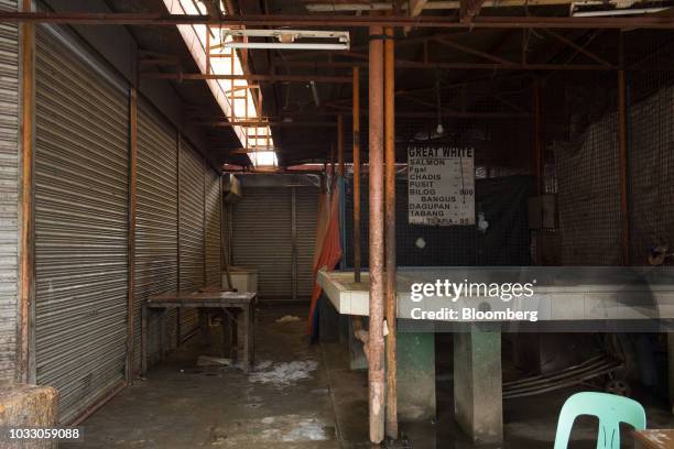 Stall stands empty at a market ahead of Typhoon Mangkhut's arrival in Tuguegarao, Cagayan province, the Philippines, on Friday, Sept. 14, 2018....