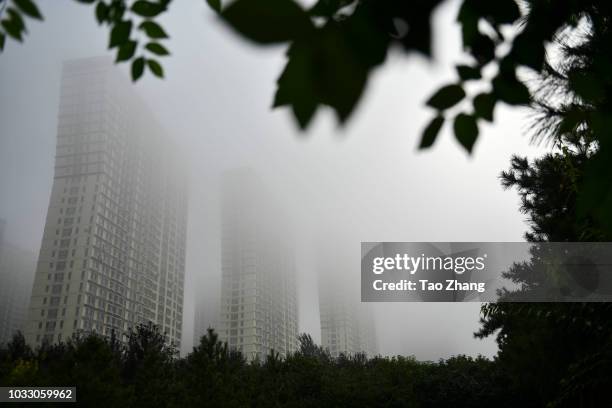Dense fog enveloped Harbin on September 14, 2018 in Harbin, China. The meteorological department issued a yellow alert for dense fog