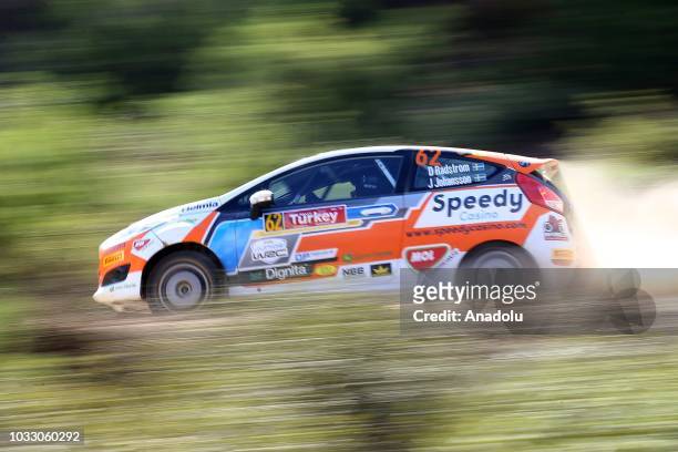 Dennis Radstrom of Sweeden and Johan Johansson of Sweeden compete in their Ford Fiesta R2 during the day 2 of the FIA World Rally Championship Turkey...
