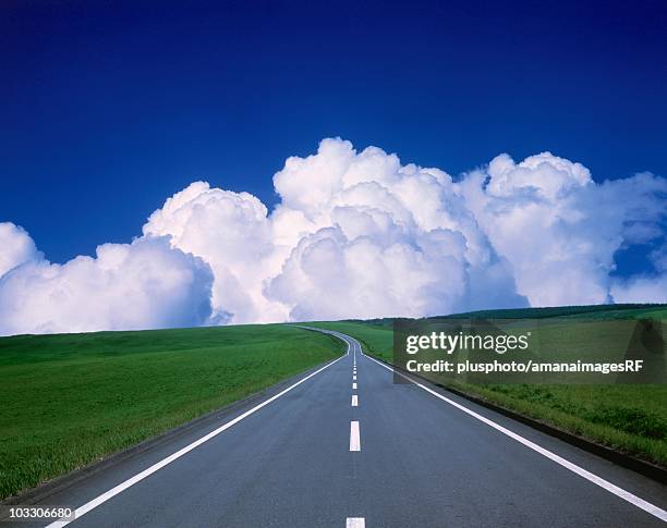 country road, hokkaido, japan - plusphoto stock illustrations