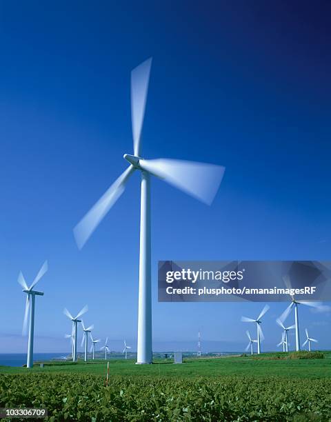 wind farm, hokkaido, japan - wind power japan stock pictures, royalty-free photos & images