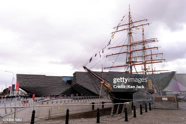 The new V & A Dundee museum with Captain Scott's ship Discovery in the foreground, as local community groups get a preview on the day before the...